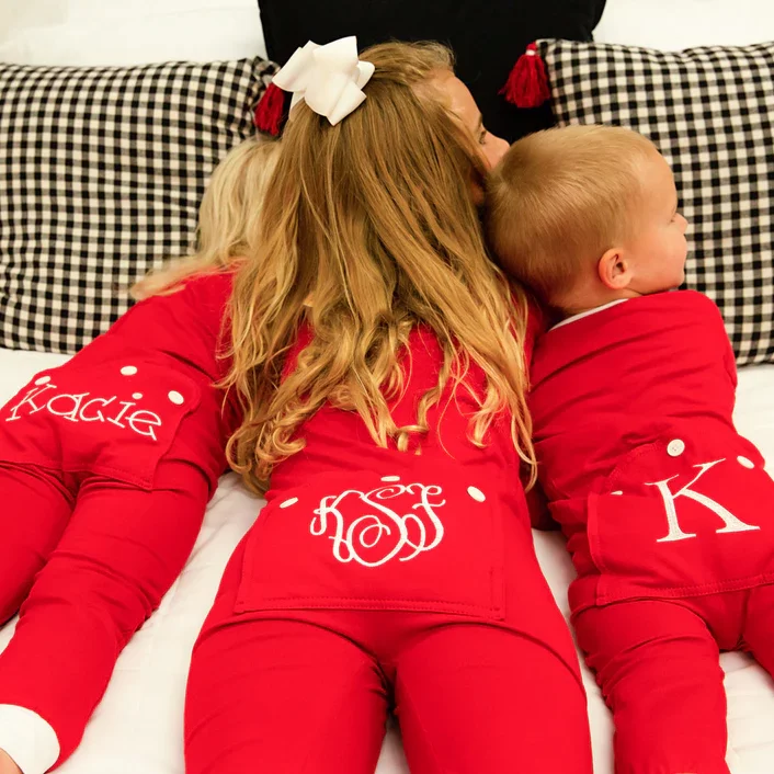 monogram pjs red